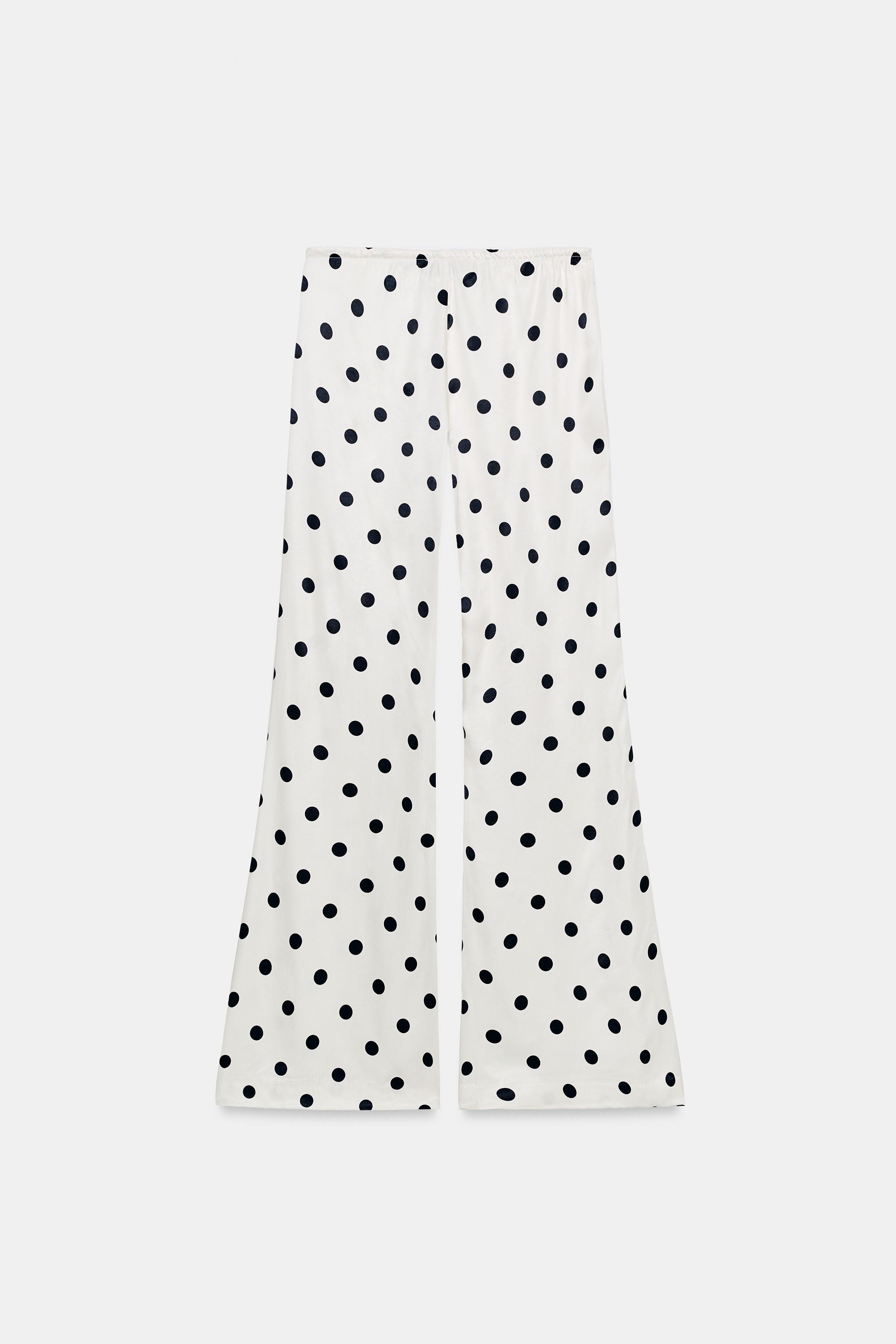 PANTALON SATINÉ À CORDONS ET POIS